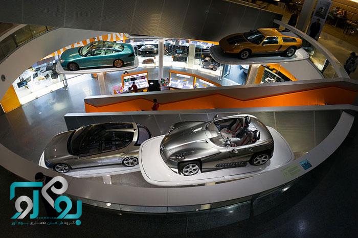 طراحی نمایشگاه اتومبیل مدرن و لاکچری با طرحی فریبنده و غول آسا