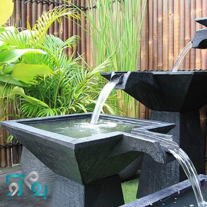 محوطه سازی حیاط ویلا با آب نما